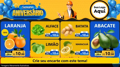 Modelo de TV para TV Horizontal com o tema Semana de Aniversário para Hortifrúti