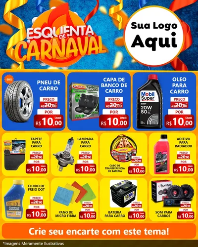 Modelo de Rede Social para Feed Instagram com o tema Esquenta de Carnaval para Auto peças
