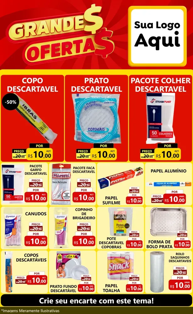 Modelo de Encarte para Encarte Grande com o tema Grandes Ofertas para Embalagens