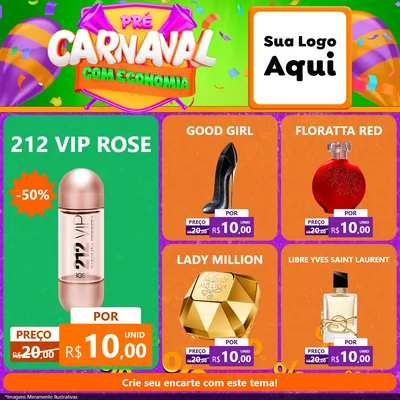 Modelo de Rede Social para Feed Facebook com o tema Pré-Carnaval Com Economia para Perfumes