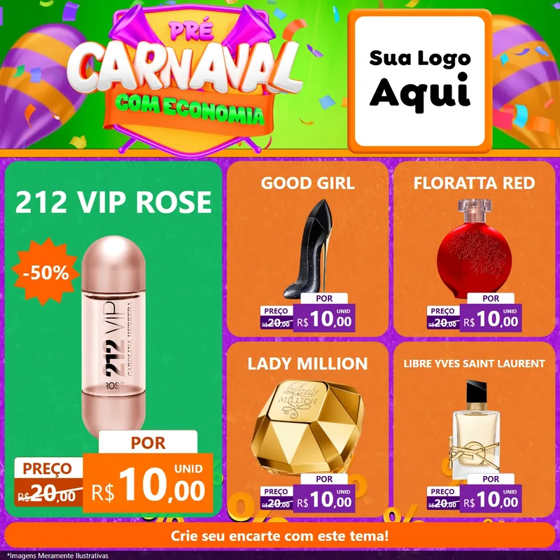 Modelo de Rede Social para Feed Facebook com o tema Pré-Carnaval Com Economia para Perfumes