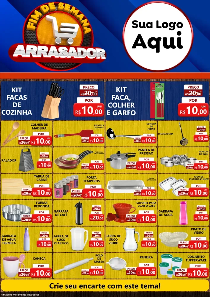 Modelo de Encarte para Encarte A4 Vertical com o tema Fim De Semana Arrasador para Utilidades Domésticas