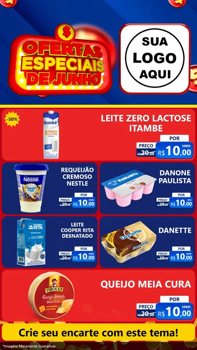 Modelo de TV para TV Vertical com o tema Ofertas Especiais de Junho para Frios e Laticínios