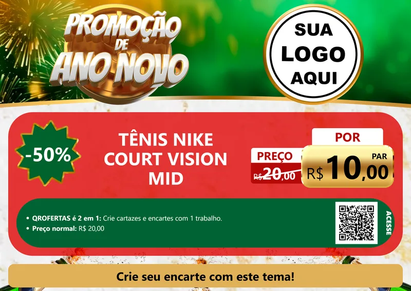 Modelo de Cartaz para Cartaz A4 Horizontal com o tema Promoção de Ano Novo para Calçados