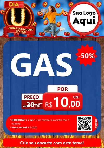 Modelo de Cartaz para Cartaz A4 Vertical com o tema Dia U - O Dia Mais Barato Do Mês para Água e gás