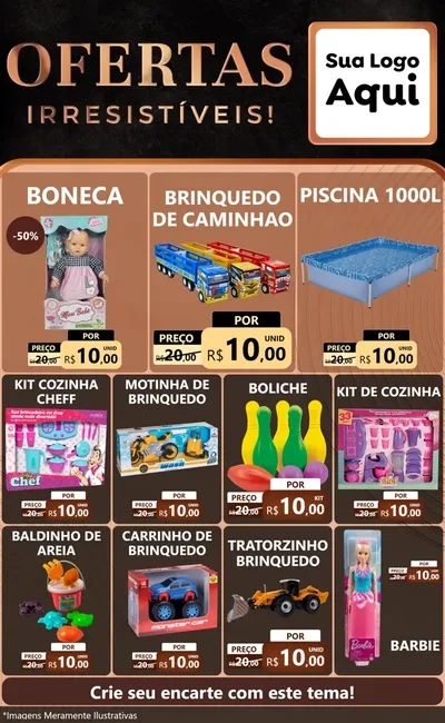 Modelo de Encarte para Encarte Grande com o tema Ofertas Irresistíveis! para Brinquedos