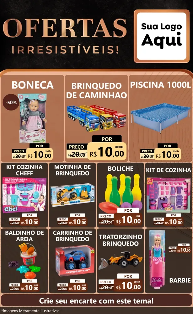 Modelo de Encarte para Encarte Grande com o tema Ofertas Irresistíveis! para Brinquedos