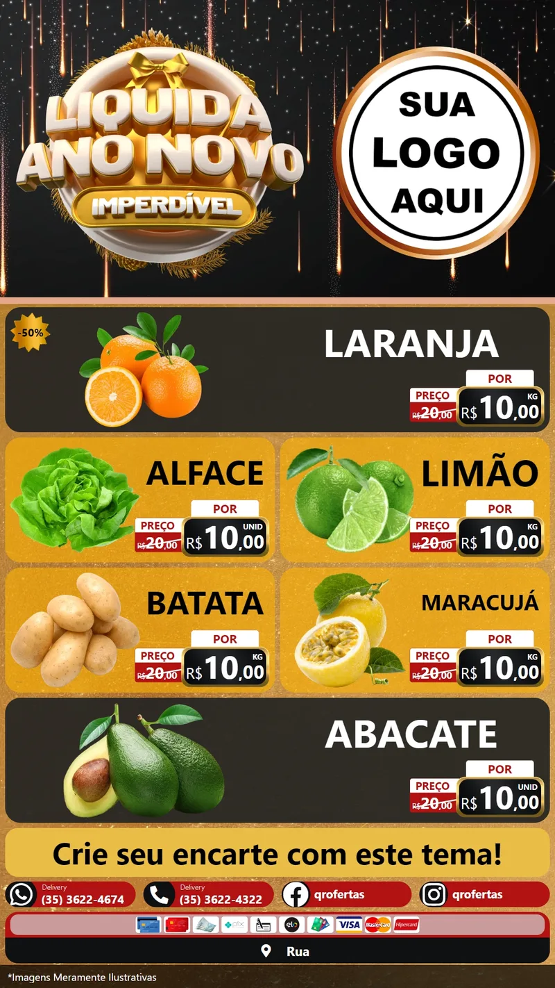 Modelo de TV para TV Vertical com o tema Liquida Ano Novo Imperdível para Hortifrúti