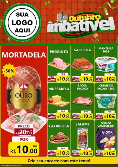 Modelo de Encarte para Encarte A4 Vertical com o tema Outubro Imbatível para Frios e Laticínios