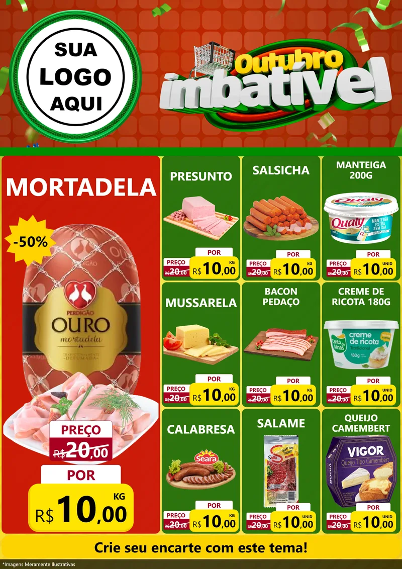 Modelo de Encarte para Encarte A4 Vertical com o tema Outubro Imbatível para Frios e Laticínios