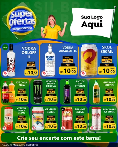Modelo de Rede Social para Feed Instagram com o tema Super Ofertas de Independência para Distribuidora de bebidas