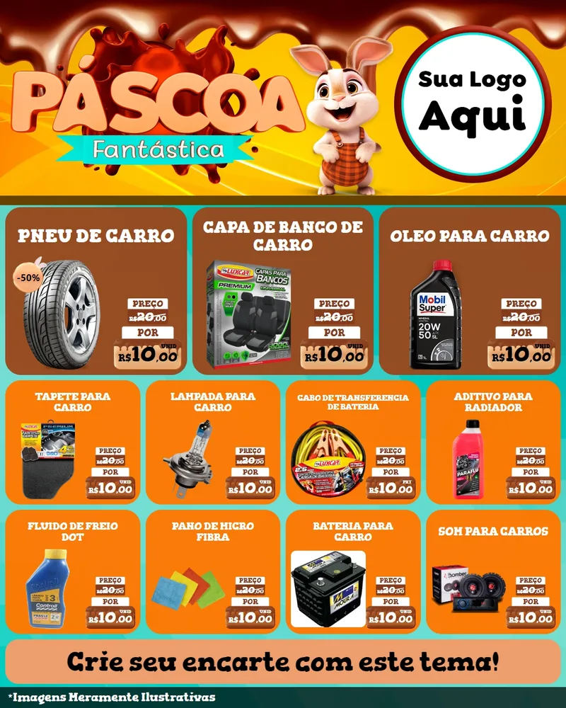 Modelo de Rede Social para Feed Instagram com o tema Páscoa Fantástica para Auto peças