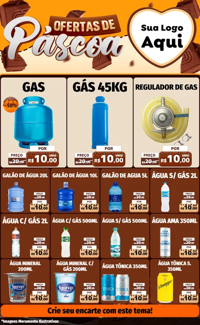 Modelo de Encarte para Encarte Grande com o tema Ofertas de Páscoa para Água e gás