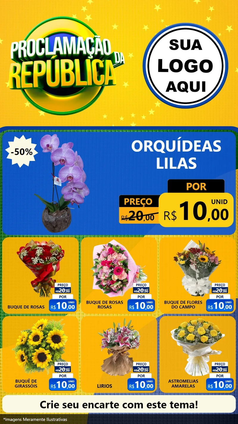 Modelo de Rede Social para Stories com o tema Proclamação da República para Floricultura e jardim
