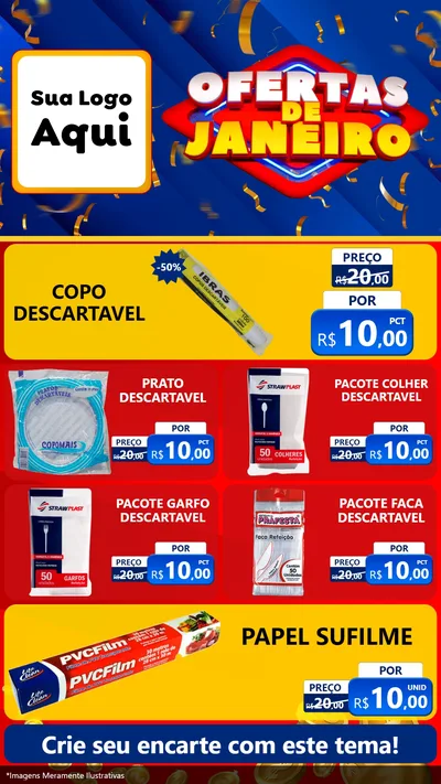 Modelo de TV para TV Vertical com o tema Ofertas de Janeiro para Embalagens