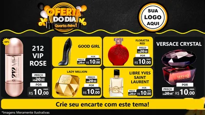 Modelo de TV para TV Horizontal com o tema Oferta do Dia - Quarta Feira! para Perfumes