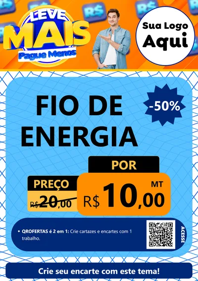 Modelo de Cartaz para Cartaz A4 Vertical com o tema Leve Mais, Pague Menos para Materiais Elétricos