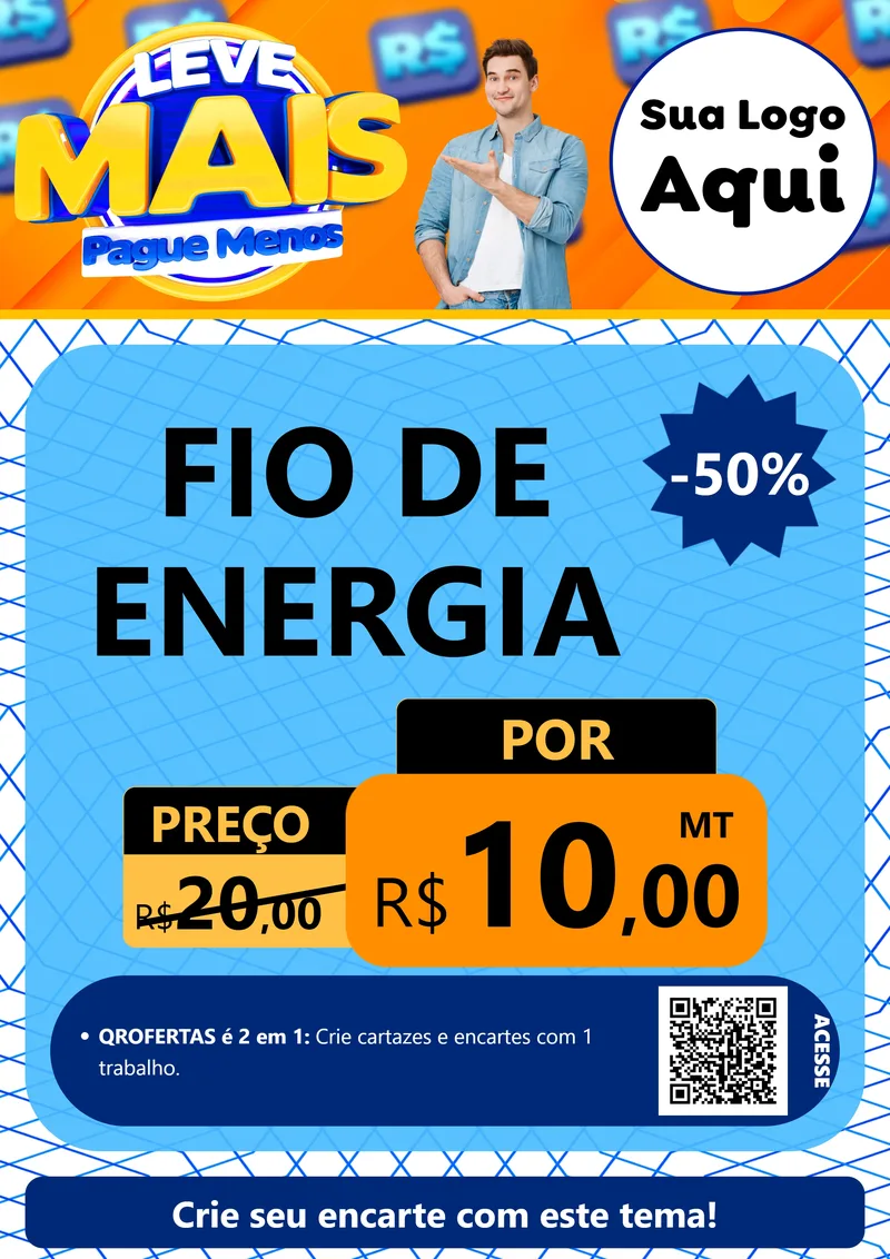 Modelo de Cartaz para Cartaz A4 Vertical com o tema Leve Mais, Pague Menos para Materiais Elétricos