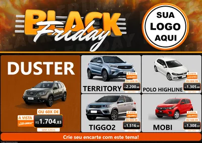Modelo de Encarte para Encarte A4 Horizontal com o tema Black Friday para Concessionaria de Carros