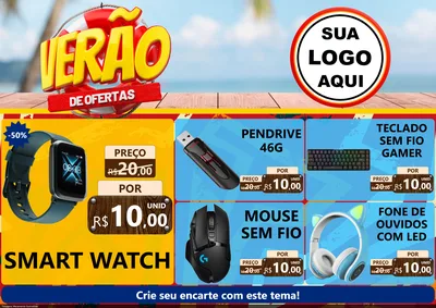 Modelo de Encarte para Encarte A4 Horizontal com o tema Verão de Ofertas para Informática