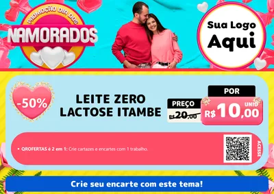 Modelo de Cartaz para Cartaz A4 Horizontal com o tema Promoção Dia dos Namorados para Frios e Laticínios
