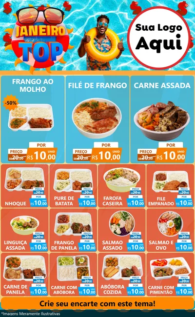 Modelo de Encarte para Encarte Grande com o tema Janeiro Top para Restaurante