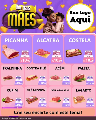Modelo de Rede Social para Feed Instagram com o tema Dia das Mães para Açougue