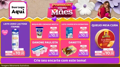 Modelo de TV para TV Horizontal com o tema Promoção Dia das Mães para Frios e Laticínios