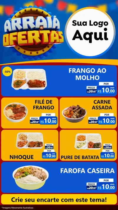 Modelo de TV para TV Vertical com o tema Arraiá de Ofertas - Junina para Restaurante