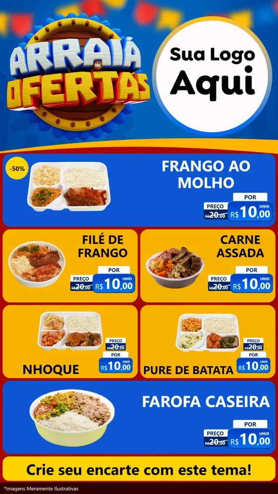 Modelo de TV para TV Vertical com o tema Arraiá de Ofertas - Junina para Restaurante