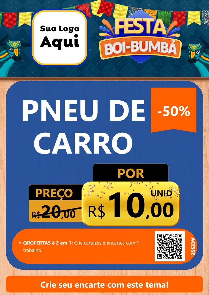 Modelo de Cartaz para Cartaz A4 Vertical com o tema Festa Boi Bumbá para Auto peças