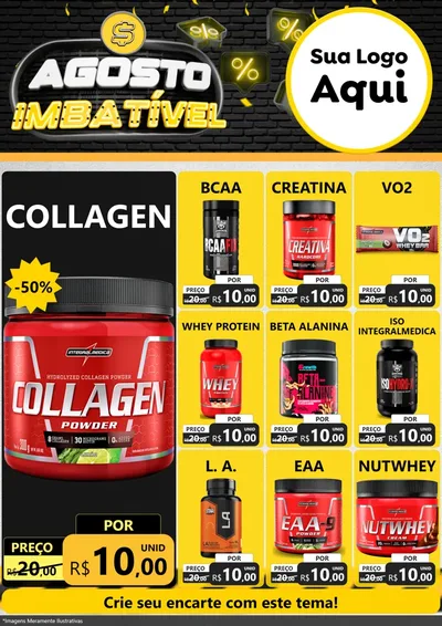 Modelo de Encarte para Encarte A4 Vertical com o tema Agosto Imbatível para Suplementos alimentares