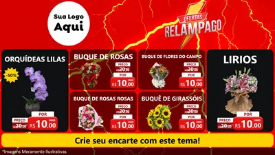 Modelo de TV para TV Horizontal com o tema Ofertas Relâmpago para Floricultura e jardim