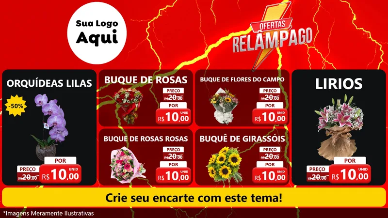 Modelo de TV para TV Horizontal com o tema Ofertas Relâmpago para Floricultura e jardim
