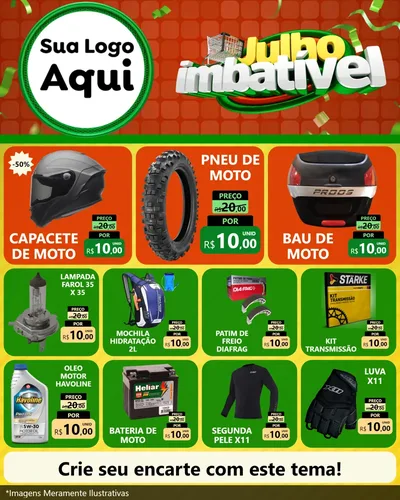 Modelo de Rede Social para Feed Instagram com o tema Julho Imbatível para Moto peças