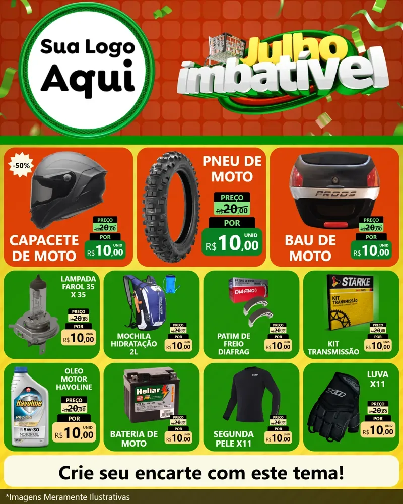 Modelo de Rede Social para Feed Instagram com o tema Julho Imbatível para Moto peças