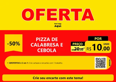 Modelo de Cartaz para Cartaz A4 Horizontal com o tema OFERTA - Vermelho Cartaz para Pizzaria