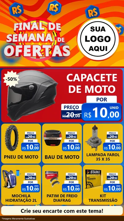 Modelo de Rede Social para Stories com o tema Final de Semana de Ofertas para Moto peças