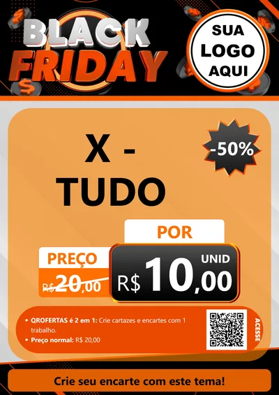 Modelo de Cartaz para Cartaz A4 Vertical com o tema Black Friday para Hamburgueria