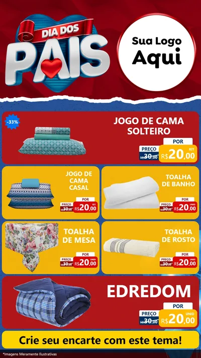 Modelo de TV para TV Vertical com o tema Dia dos Pais para Cama, Mesa e Banho