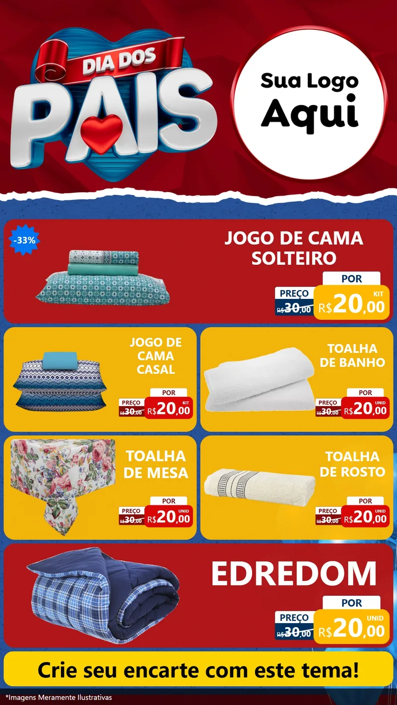 Modelo de TV para TV Vertical com o tema Dia dos Pais para Cama, Mesa e Banho