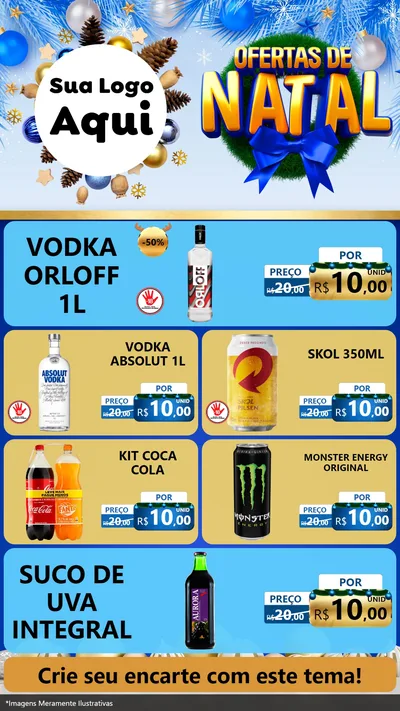 Modelo de TV para TV Vertical com o tema Ofertas de Natal para Distribuidora de bebidas