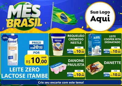 Modelo de Encarte para Encarte A4 Horizontal com o tema Mês do Brasil para Frios e Laticínios