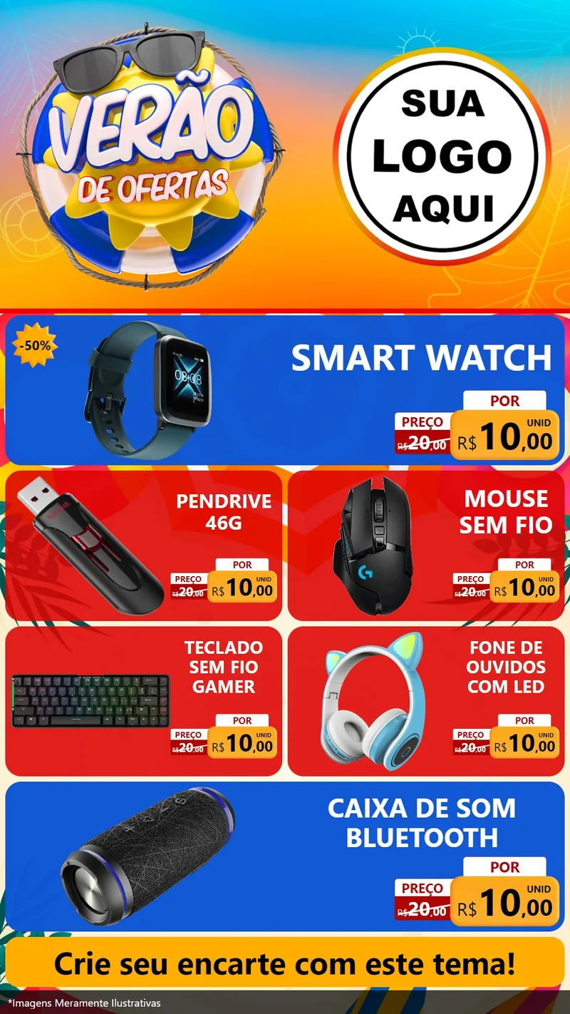 Modelo de TV para TV Vertical com o tema Verão de Ofertas para Informática