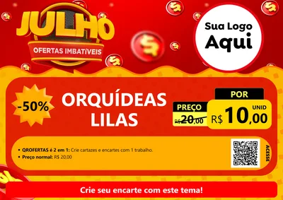 Modelo de Cartaz para Cartaz A4 Horizontal com o tema Julho Ofertas Imbatíveis para Floricultura e jardim