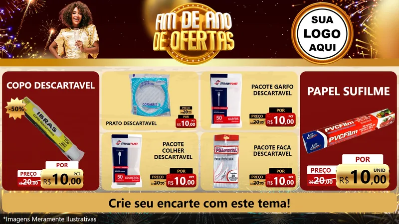 Modelo de TV para TV Horizontal com o tema Fim de Ano de Ofertas para Embalagens