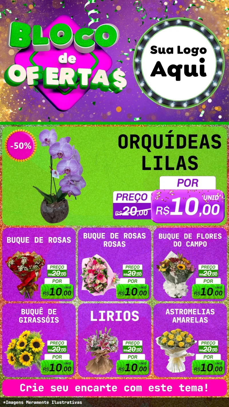 Modelo de Rede Social para Stories com o tema Bloco de Ofertas para Floricultura e jardim