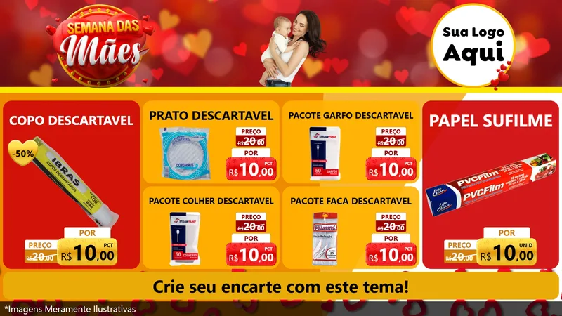 Modelo de TV para TV Horizontal com o tema Semana das Mães para Embalagens