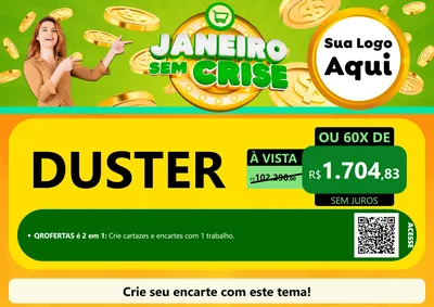 Modelo de Cartaz para Cartaz A4 Horizontal com o tema Janeiro Sem Crise para Concessionaria de Carros