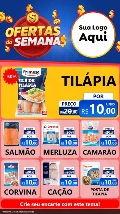 Modelo de Rede Social para Stories com o tema Ofertas Da Semana para Peixaria